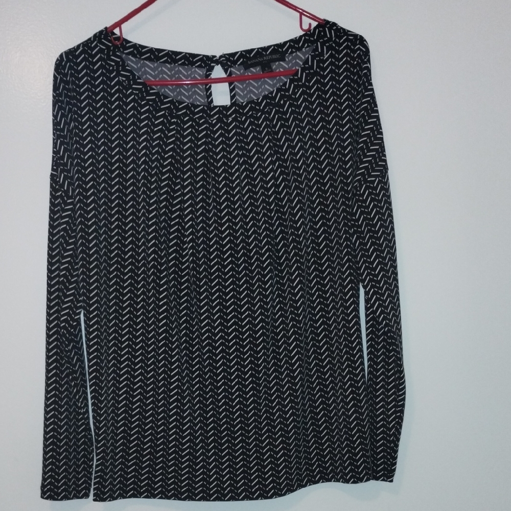 Banana Republic Black and White Long Sleeve Blouse